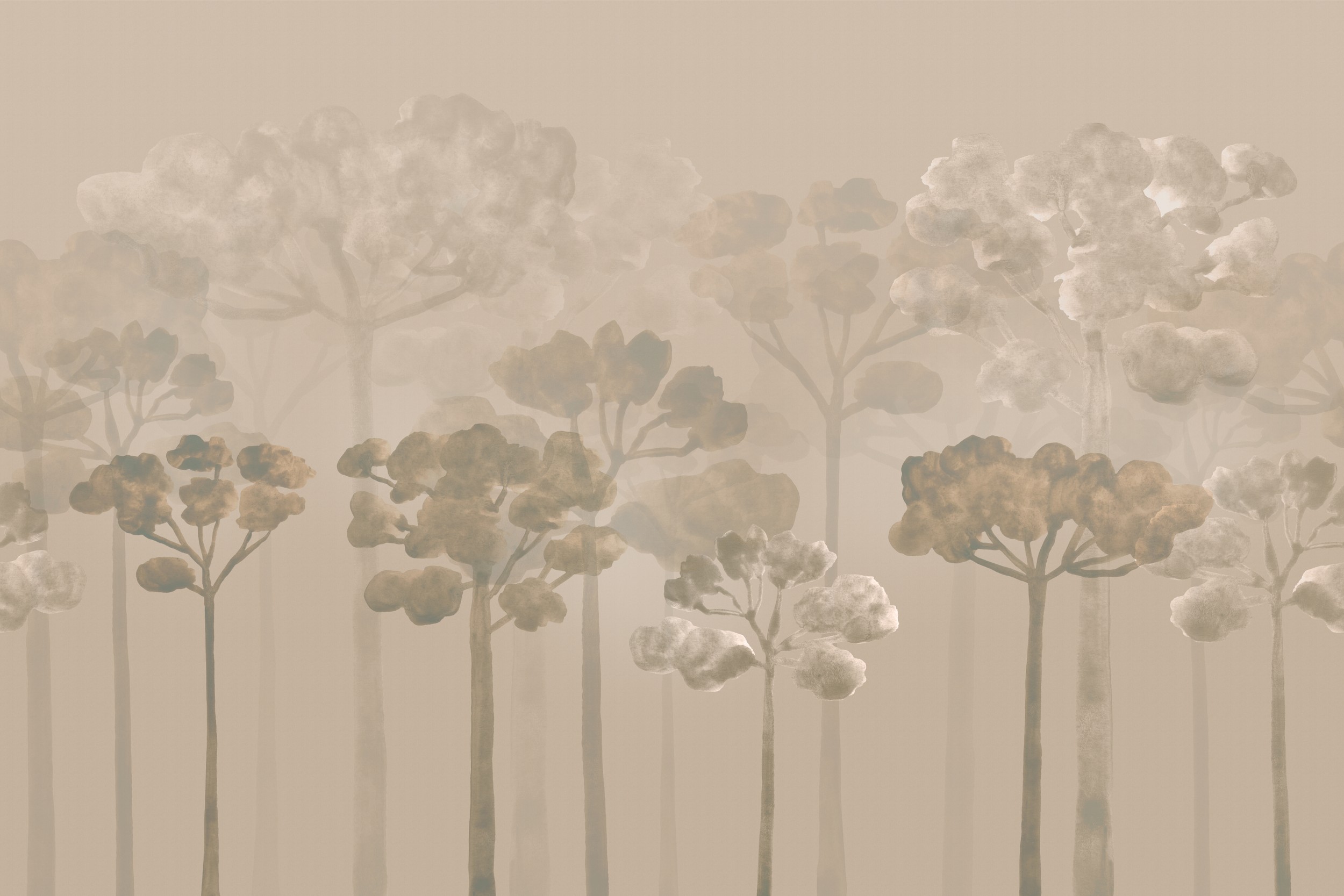 Misty Forest Trees by Karen Menzenbach — canvas wall art