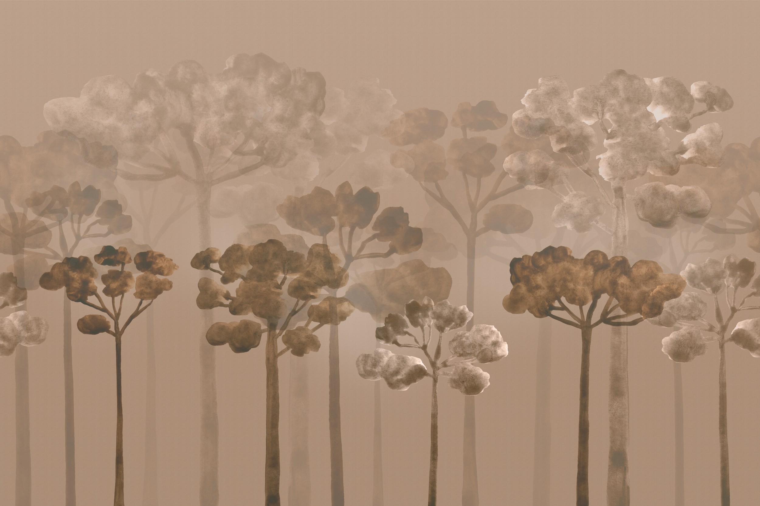 Misty Forest Trees by Karen Menzenbach — canvas wall art