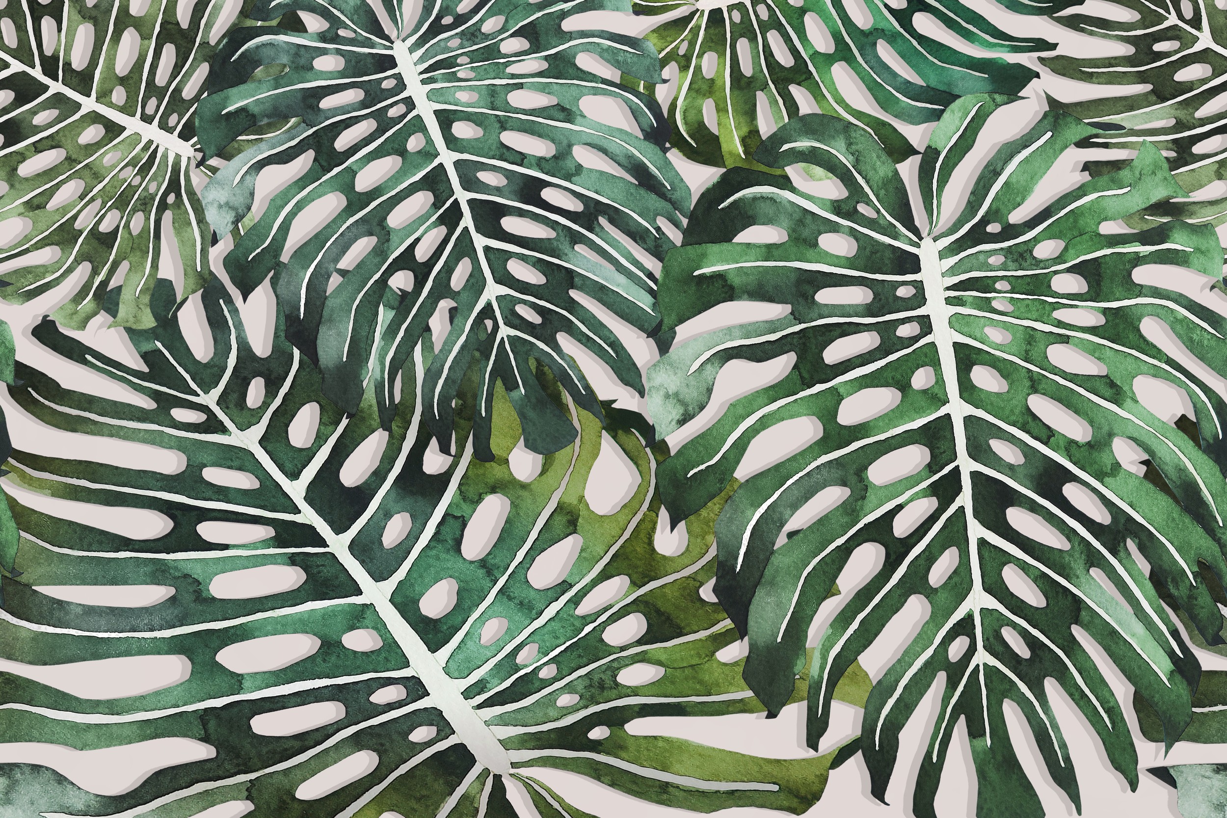 Tropical Monstera Leaves by Karen Menzenbach — canvas wall art