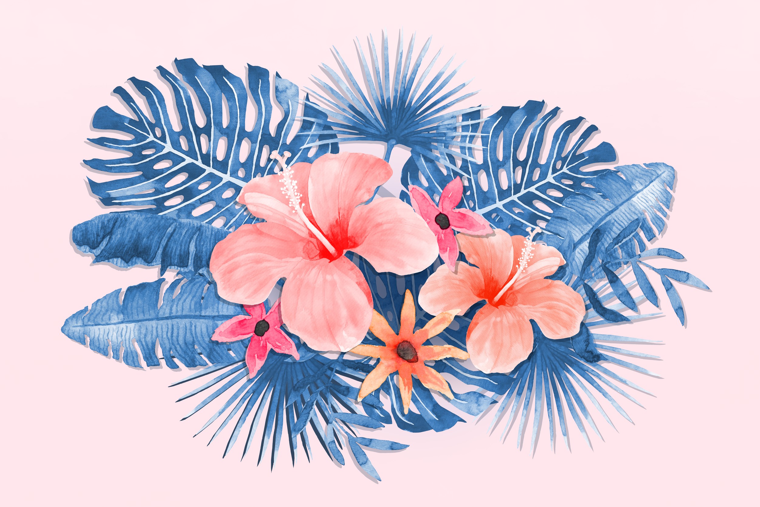 Tropical Hibiscus Bouquet by Karen Menzenbach — canvas wall art
