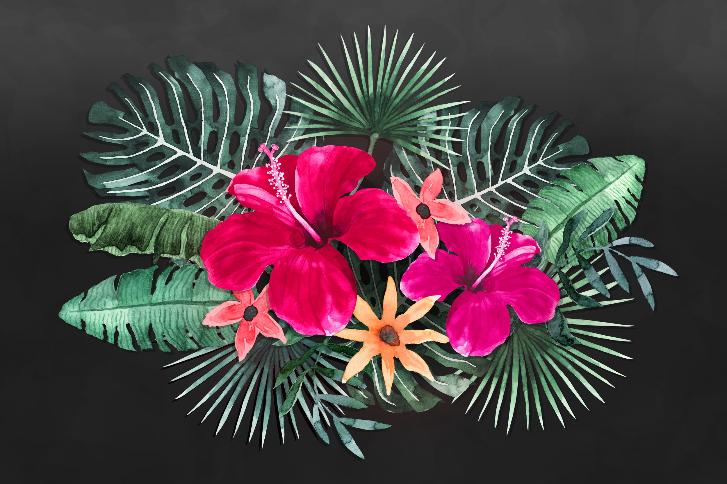 Lush Tropical Flowers by Karen Menzenbach — canvas wall art