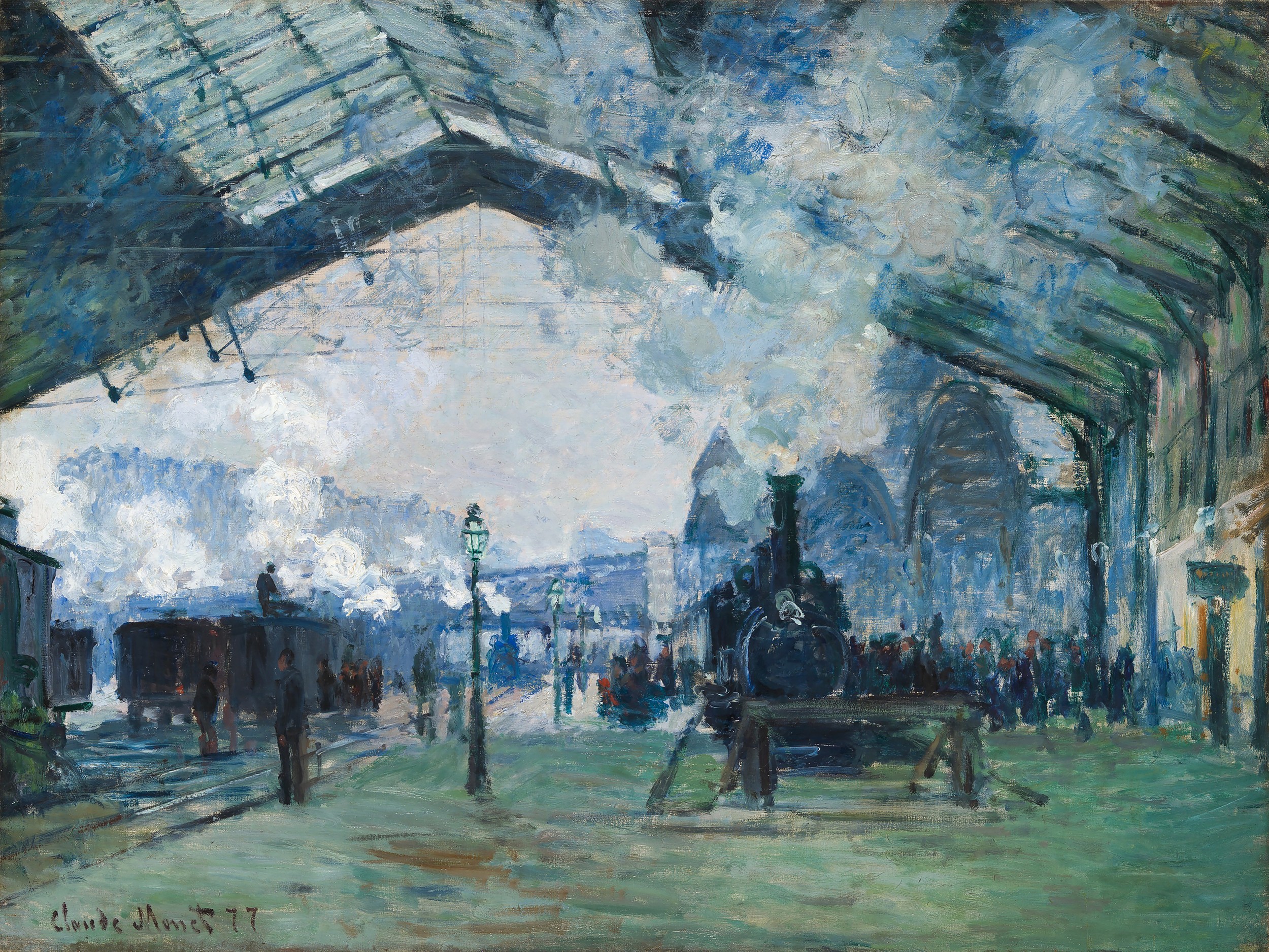 Steam Train Station by Claude Monet — canvas wall art