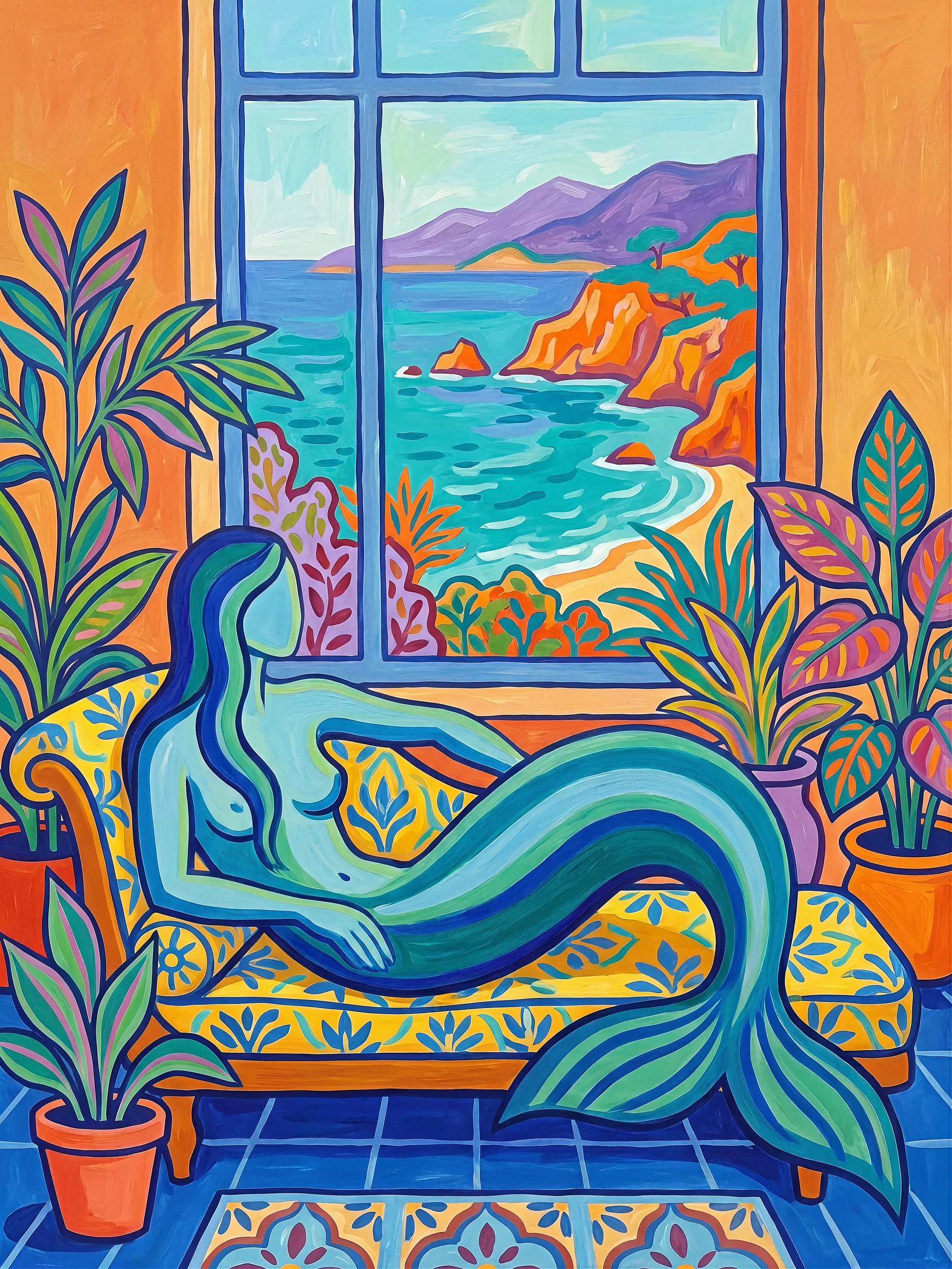 Vibrant Mermaid Seascape by Niky Rahner — canvas wall art
