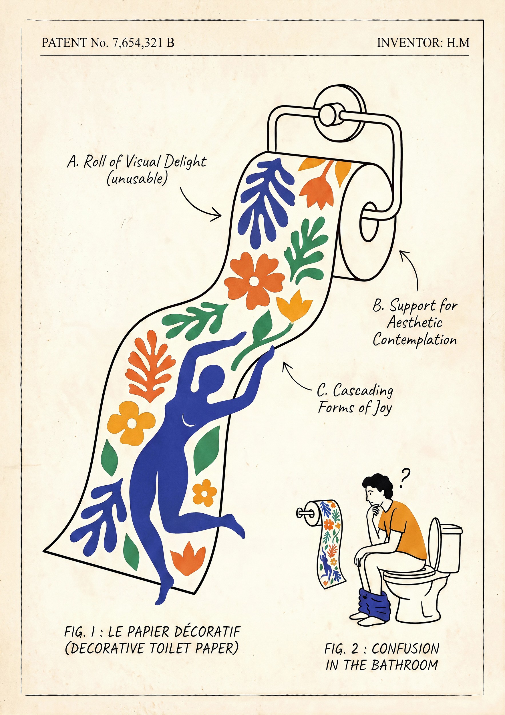 Decorative Toilet Paper Patent by Niky Rahner — canvas wall art