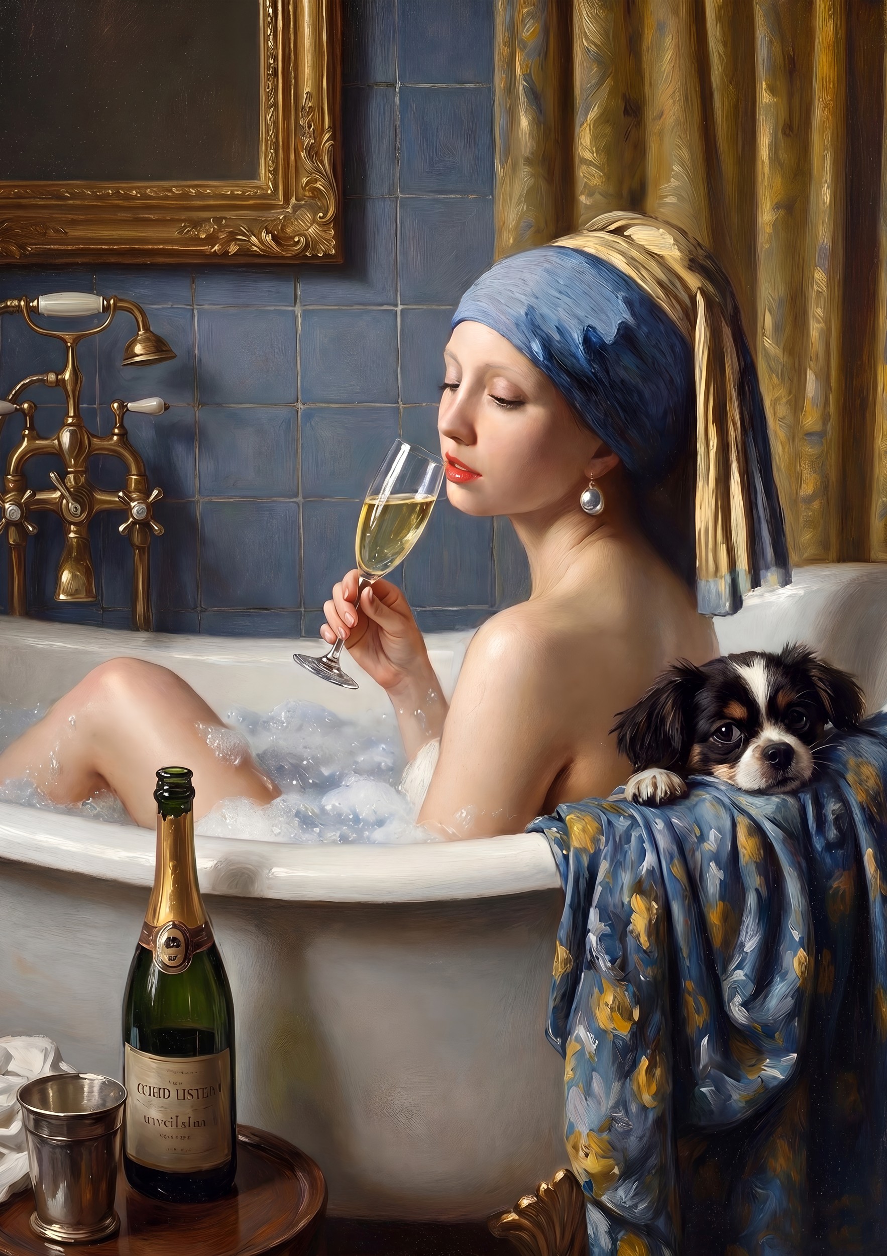 Champagne Bath With Pearls by Niky Rahner — canvas wall art