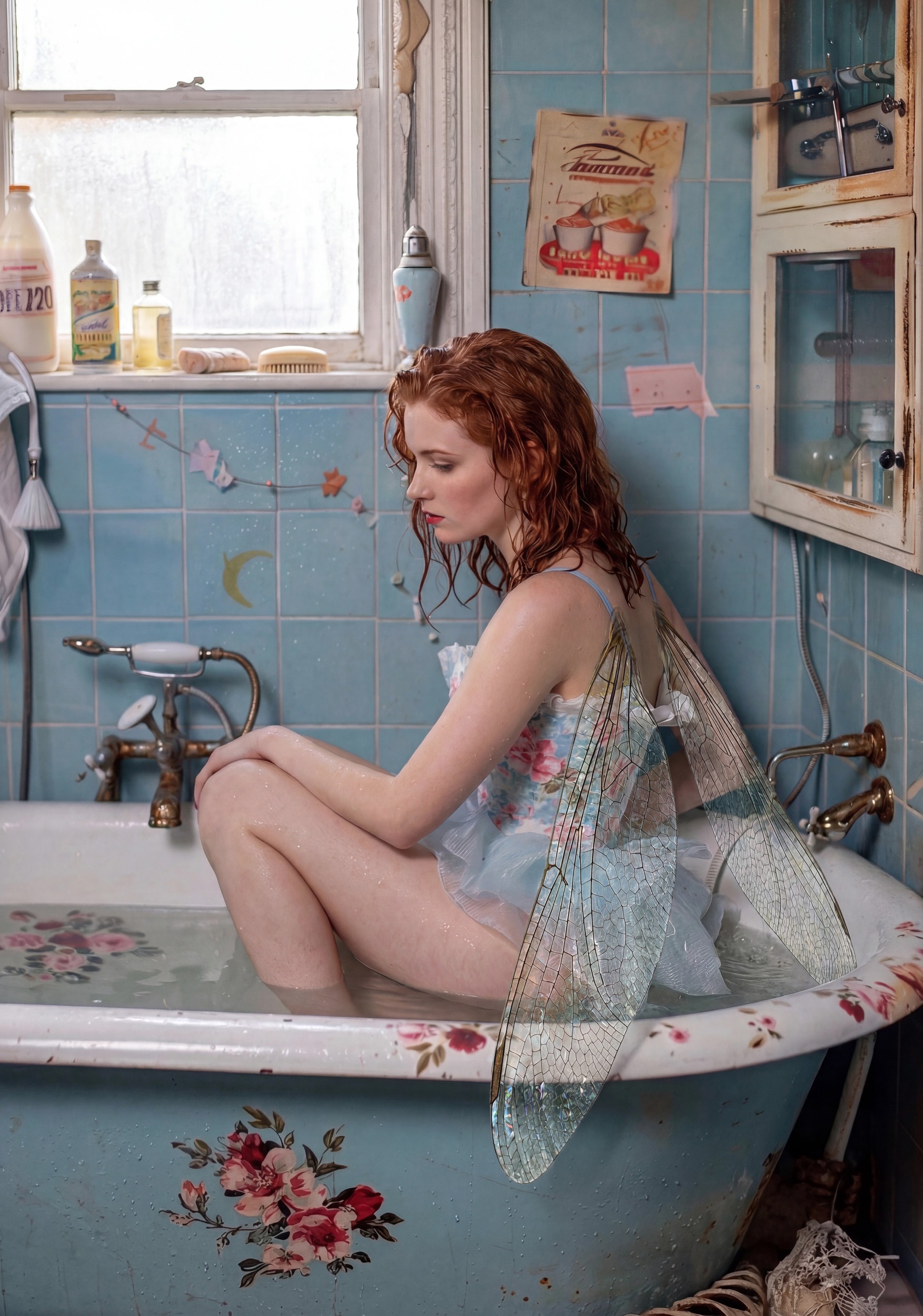 Whimsical Bathtub Fairy by Niky Rahner — canvas wall art