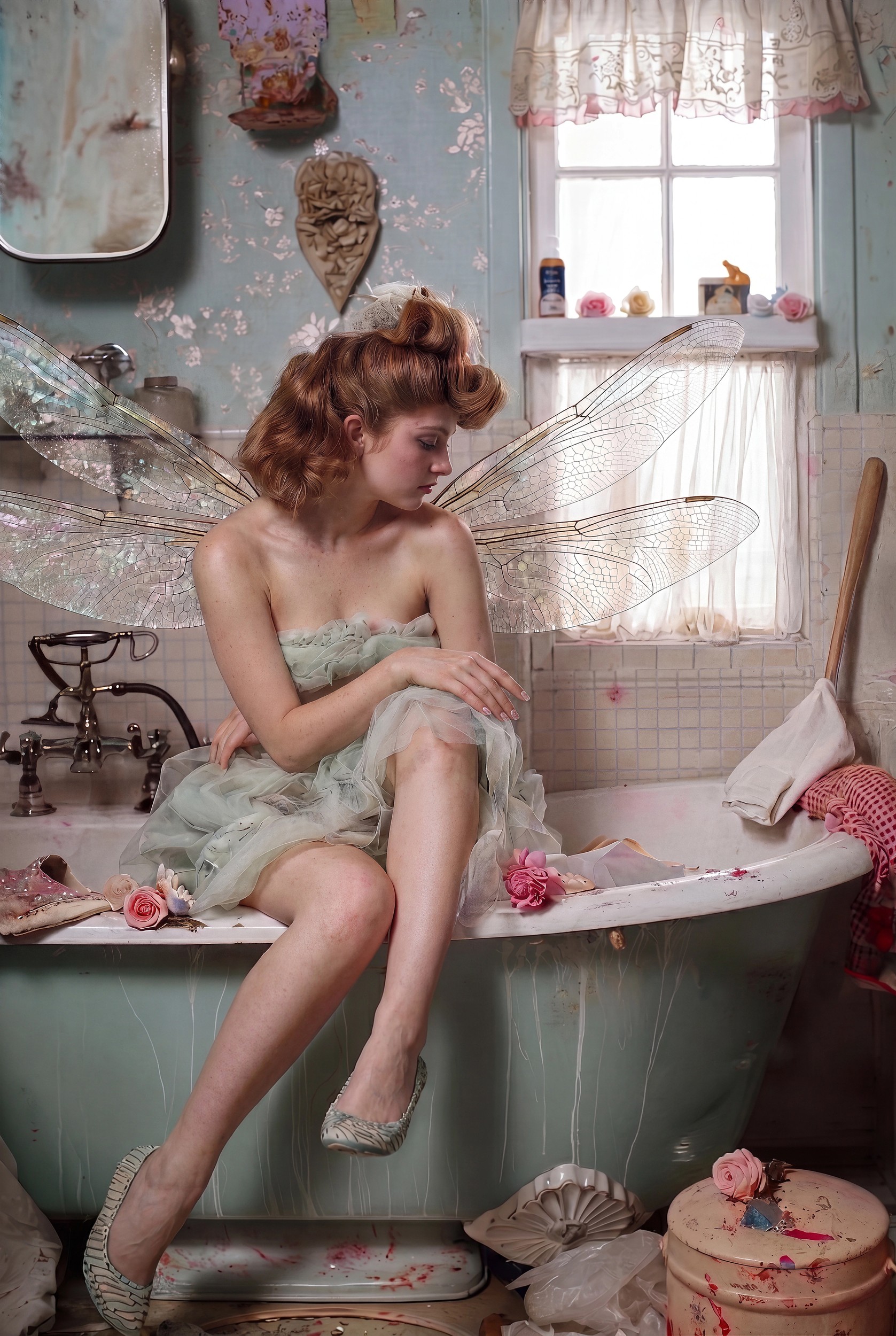 Dreamy Bathtub Fairy by Niky Rahner — canvas wall art