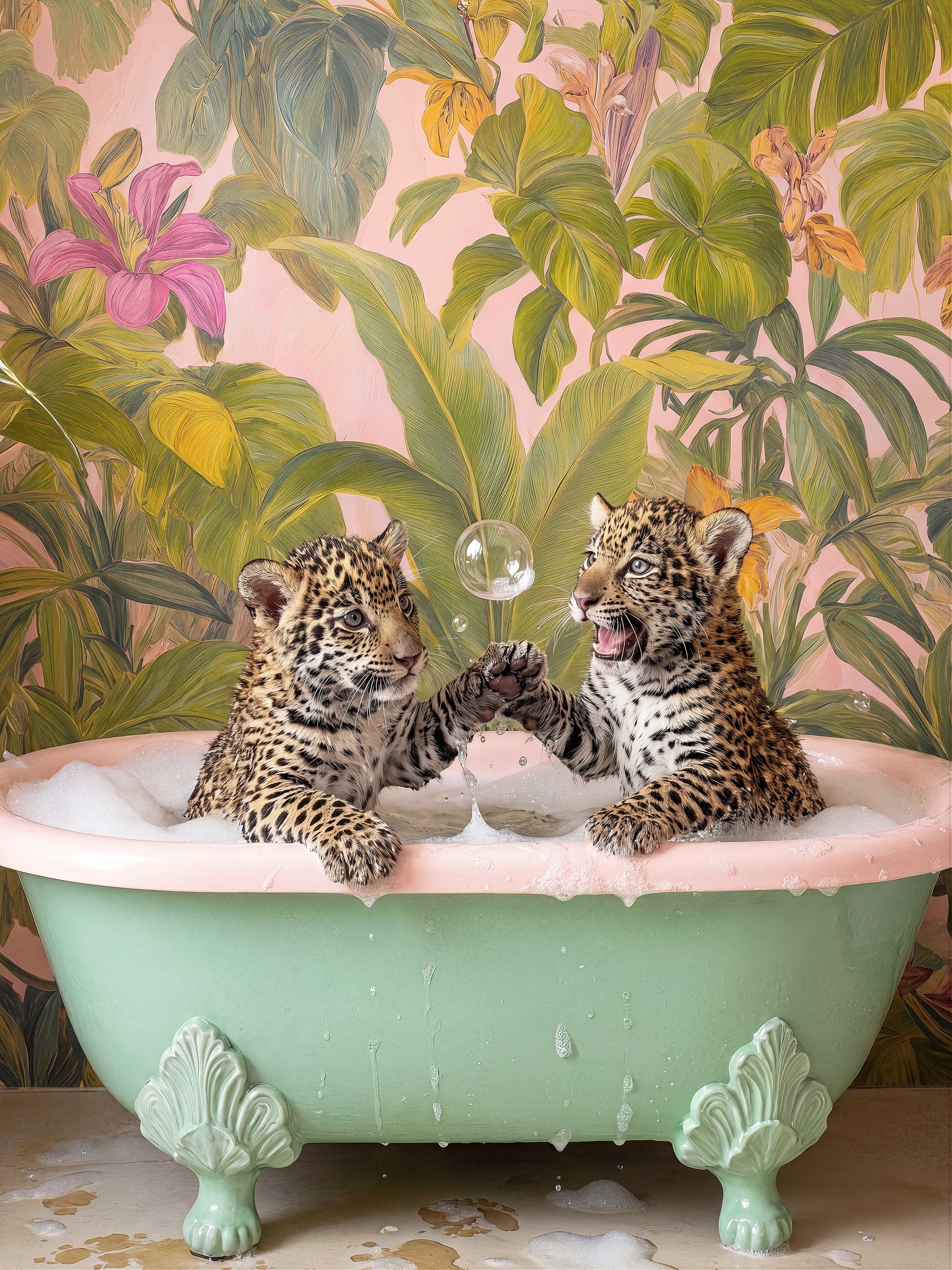 Playful Jaguar Cubs by Niky Rahner — canvas wall art