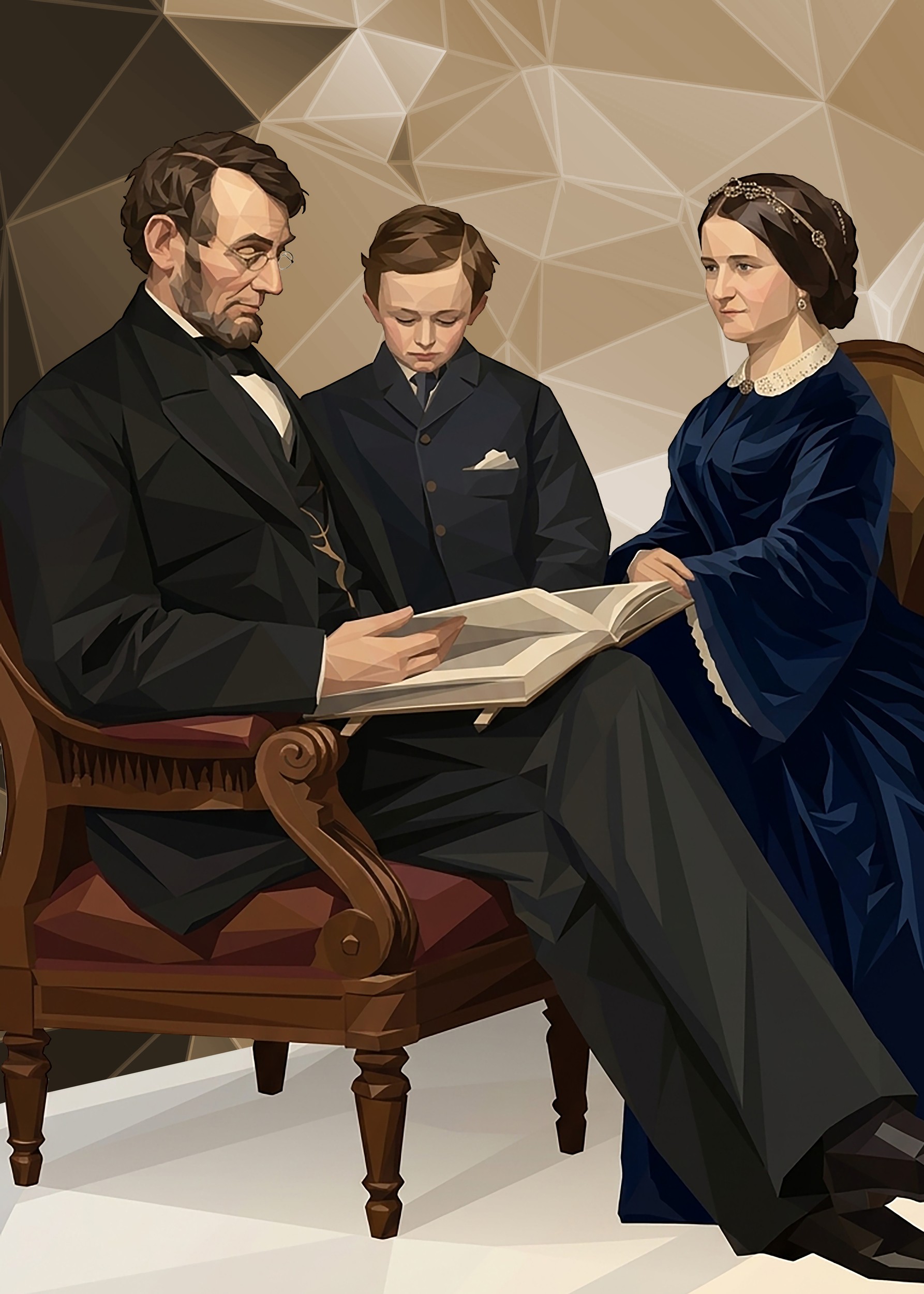 Lincoln Family Reading by Low Profile — canvas wall art