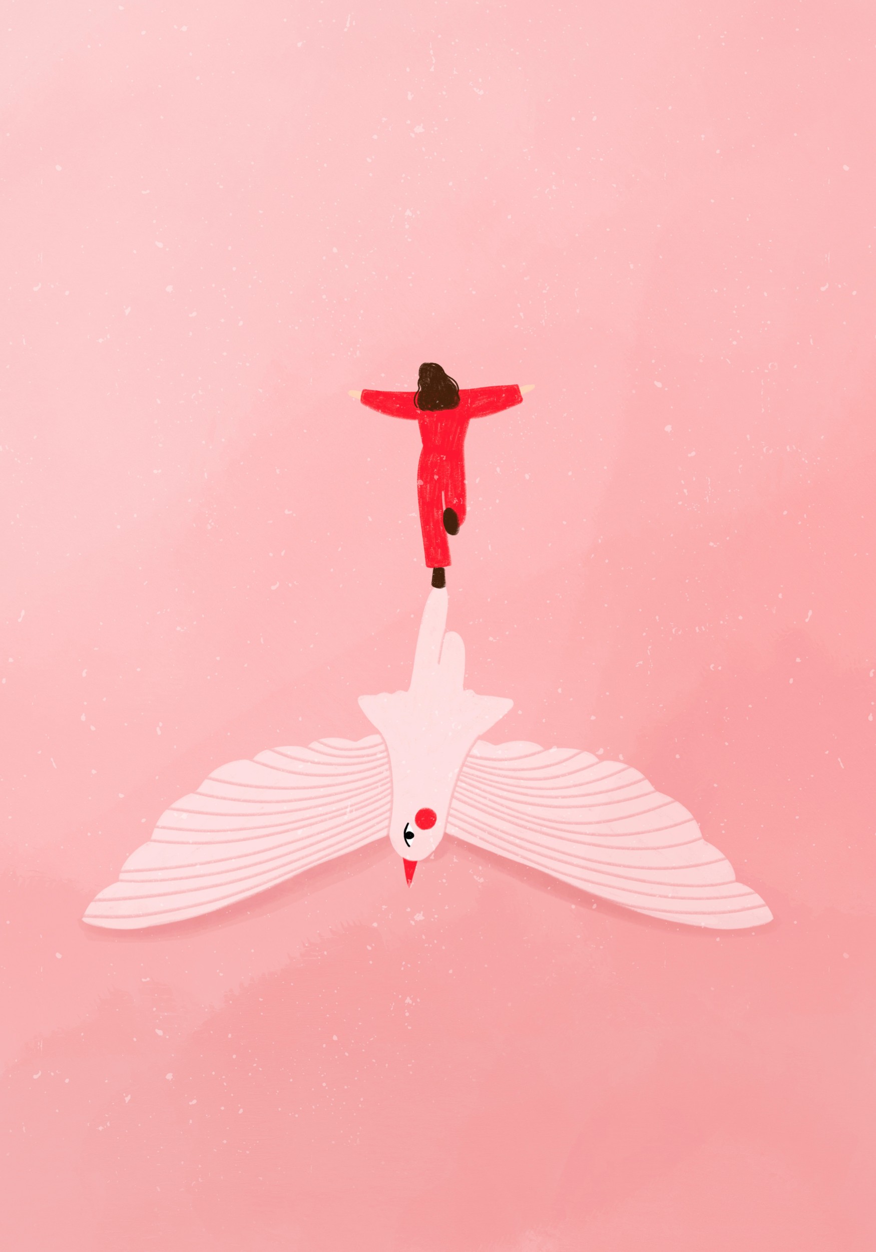 Girl on Flying Bird by Bea Müller — canvas wall art