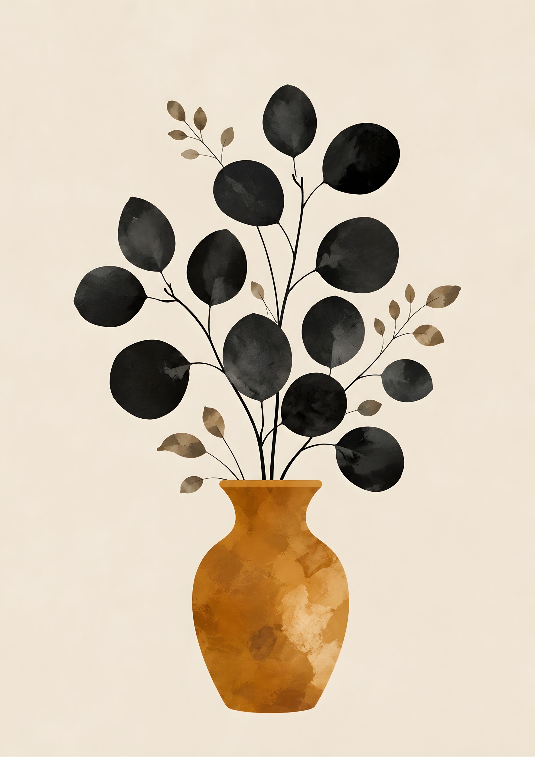 Abstract Botanical Vase by Borior — canvas wall art