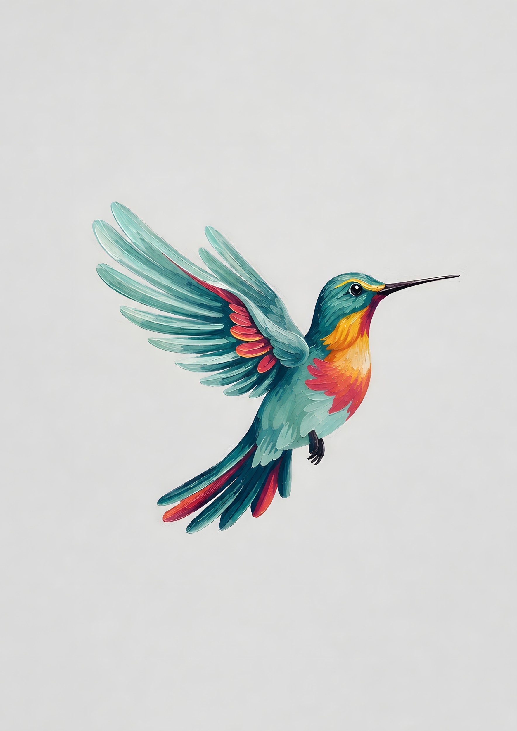 Colorful Flying Hummingbird by Borior — canvas wall art