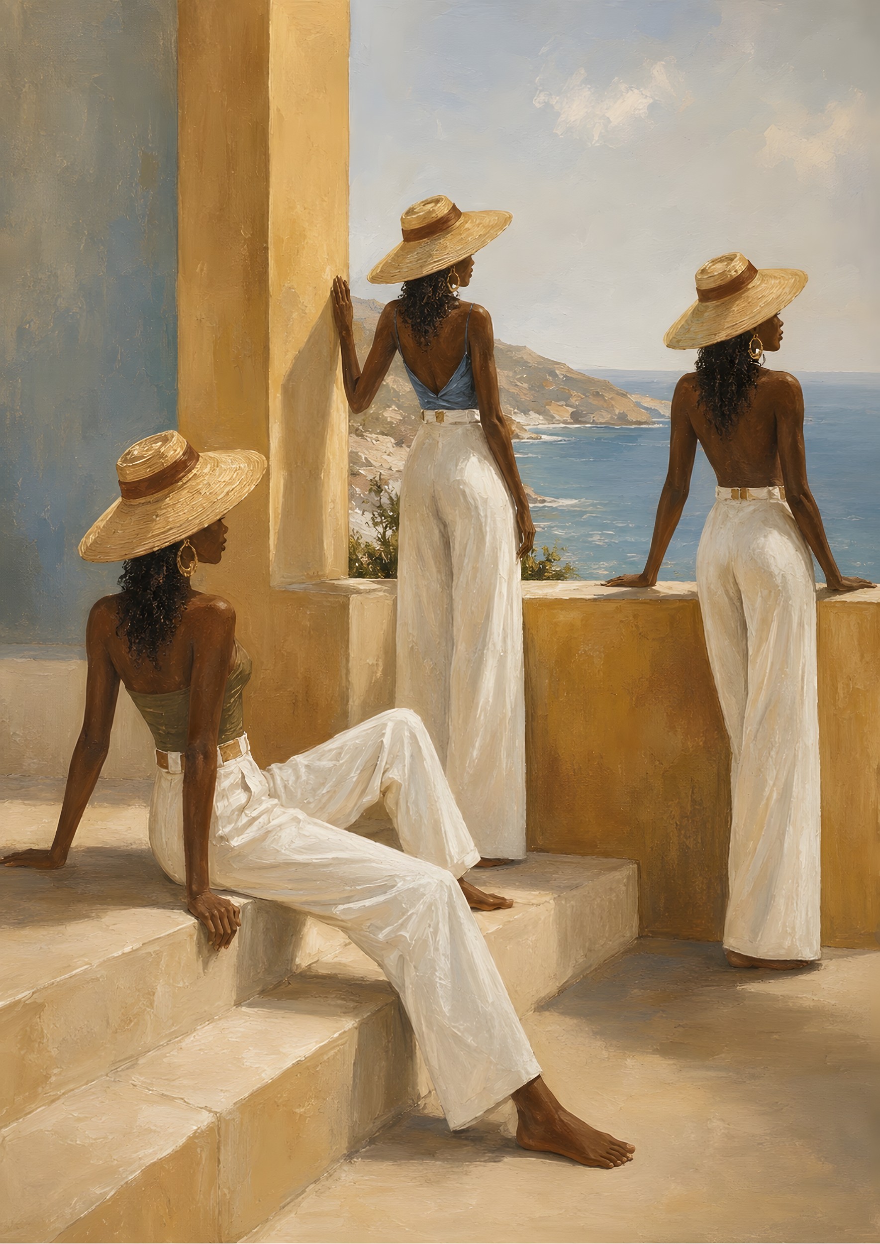 Elegant Women Coastal View by Borior — canvas wall art