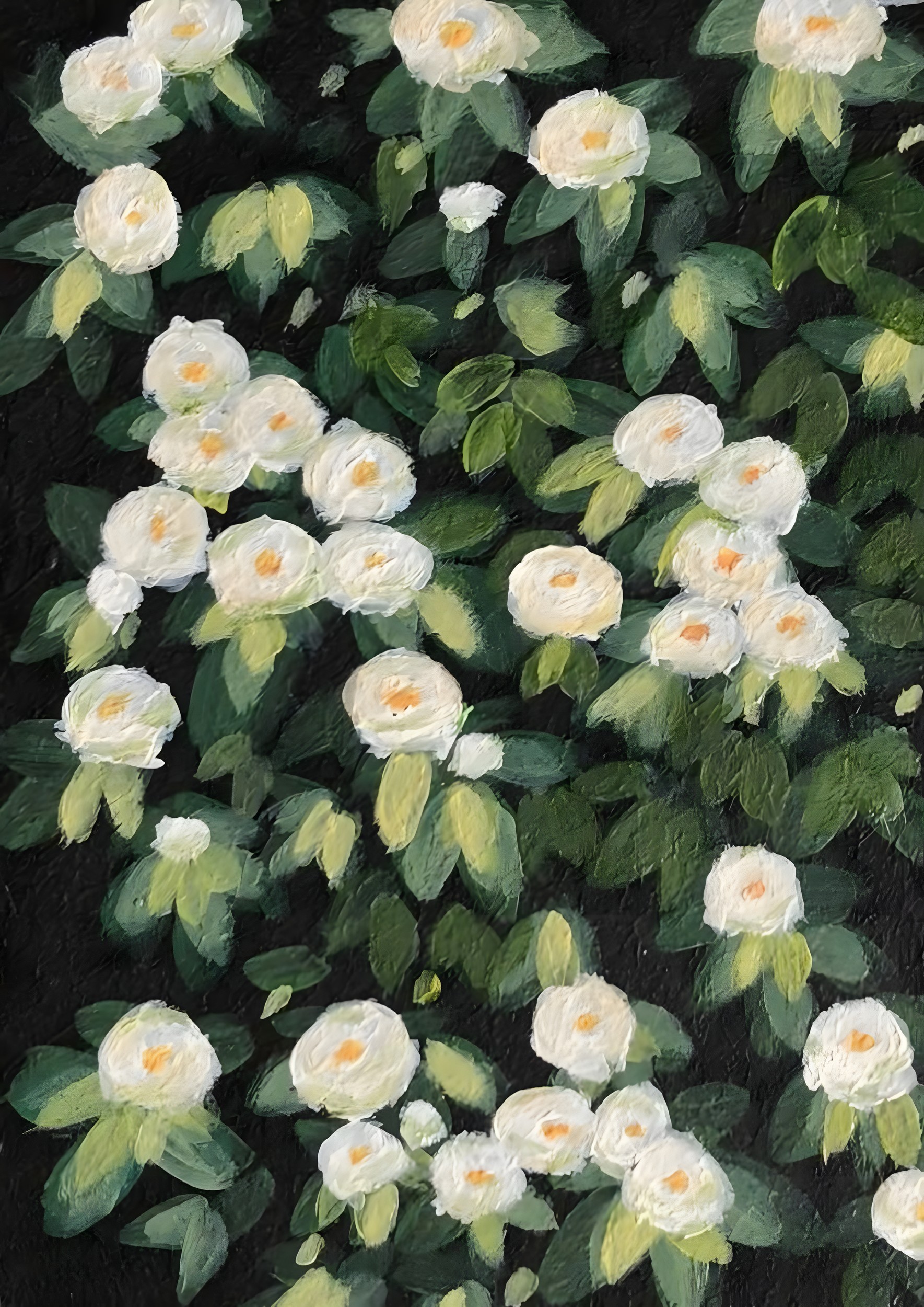 White Roses on Dark by Borior — canvas wall art